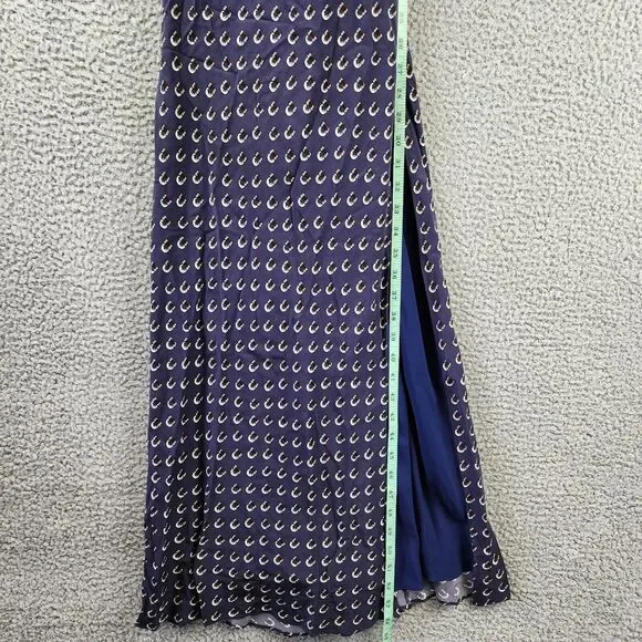 STAUD Bellamy Printed Lace-up Maxi Dress Women's L Navy Calico Sleeveless Slit~ - Picture 6 of 13